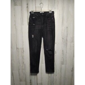 RSQ Womens Vintage Mom Straight Leg Jeans Black Pockets Medium Wash High Rise 27